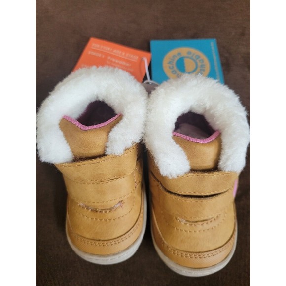 Surprize by Stride Rite Baby Girls Fur Booties Shoes STAGE 2 FIRST WALK SIZE 3 - Picture 6 of 8